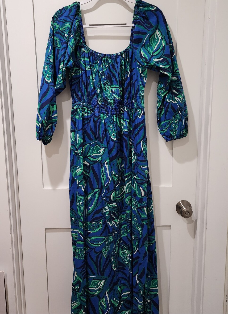 Lilly Pulitzer Blue and Green Tropical Maxi Dress